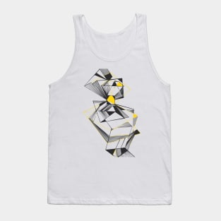 Black Geometric galaxy modern yellow Tank Top